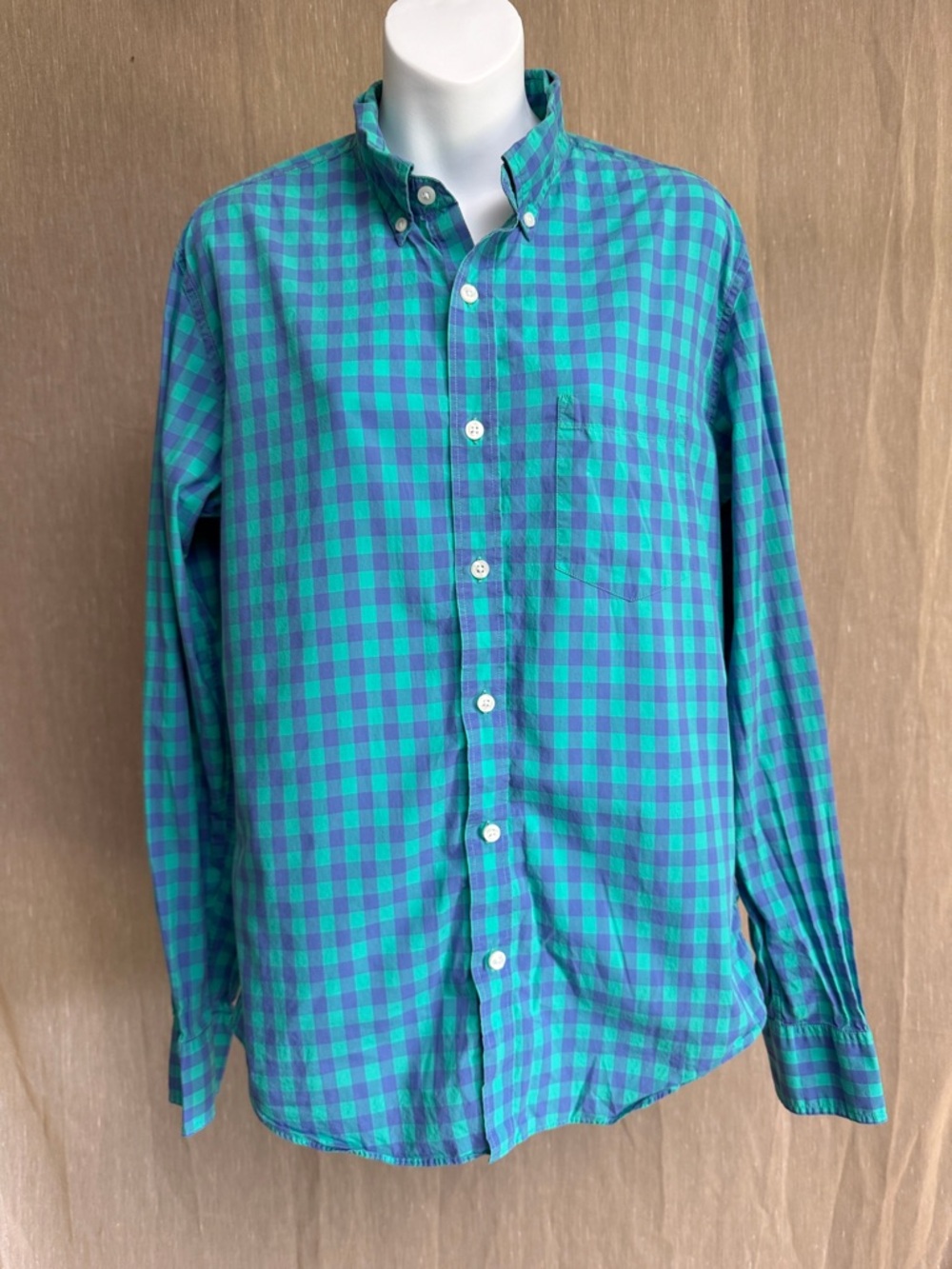 J. Crew Teal and Blue Plaid Button-Down Shirt
